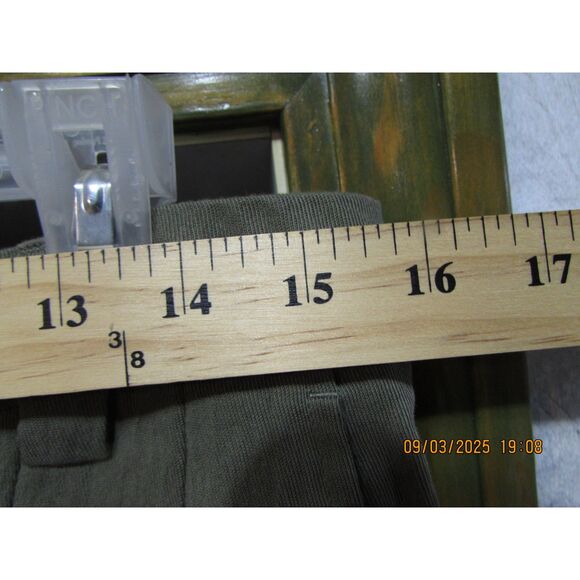 A New Day size 8 wide leg dark green pants fall button zipper elastic back comfy - Picture 5 of 9